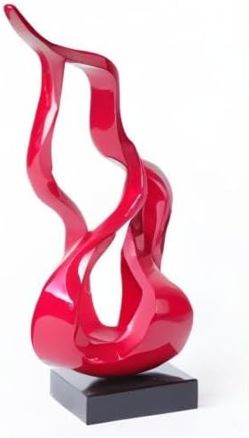 Abstract Sculpture Decor Modern Arts Flame Figurine Table Centerpiece Statue Polyresin Red 16.5 inch