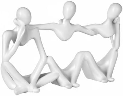 Thinker Statue Gold Decor Abstract Art Sculpture, Golden Resin Collectible Figurines for Home Living Room Office Shelf Decoration,Great Gifts Ideas (Conjoined Body-White)