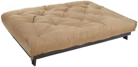 Mozaic Full Size 8-Inch Cotton Twill Gel Dual Memory Foam Futon Mattress, Khaki