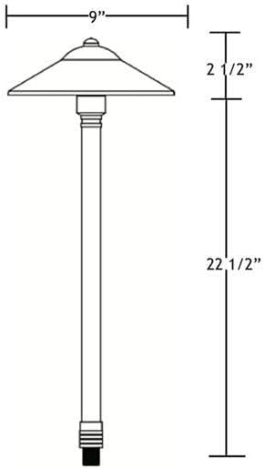 VOLT Max Spread 12V Stainless Steel Path Light (25" Tall, 9" Shade) with 3W 2700K Warm White G4 LED Bulb for Low Voltage Landscape Lighting on Outdoor Pathway, Walkway, Garden, Driveway or Patio