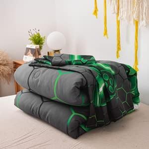 NTBED Game Console Comforter Set for Boys Girls Kids Geometric Lightweight Microfiber Bedding Sets (Green, Twin)
