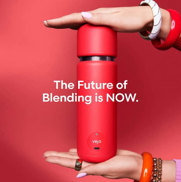 Vejo Personal Blender Powder-Powered Blending System | No Shaking | No Clumps | No Prep | Easy One-Button Design | USB Rechargeable Blender | Neon Pink