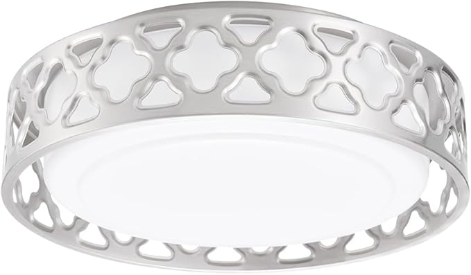 Flush Mount Ceiling Light, LED Light Fixture Ceiling Mount with Brushed Nickel Finish, 12inch 3000K/3500K/4000K/5000K/6000K Dimmable Ceiling Light for Hallway, Bedroom, Laundry Room