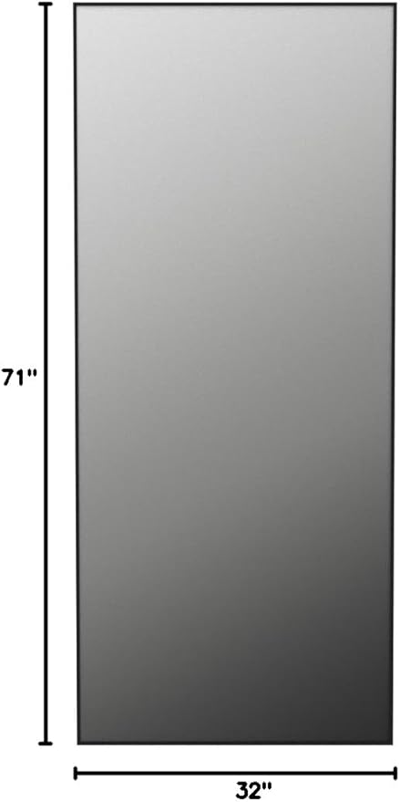 Beauty4U 71" x 32" Large Full Length Mirror with Stand, Black Wall Mounting Full Body Mirror, Metal Frame Full-Length Tempered Mirror for Living Room, Bedroom