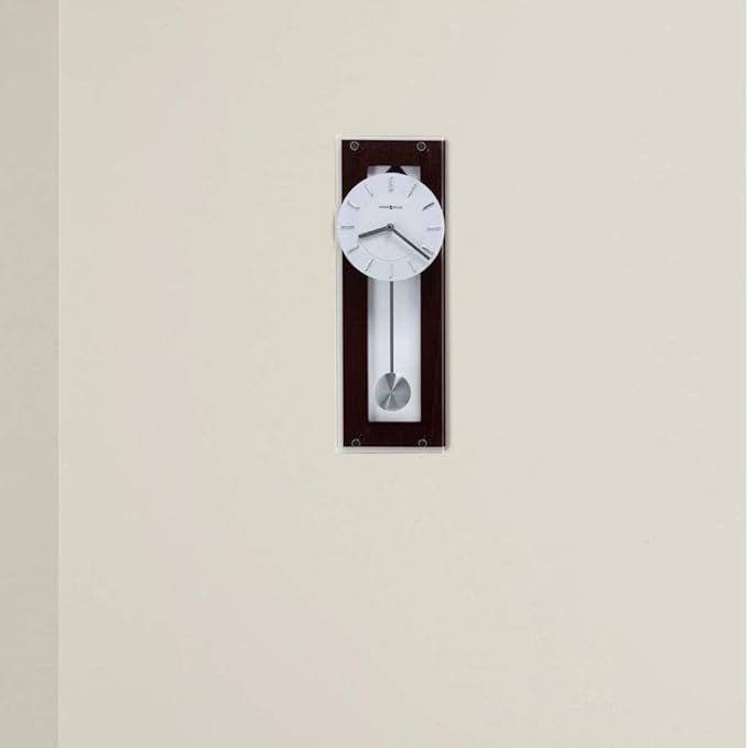 Howard Miller Adams Wall Clocks II, Espresso Finish - Silver Finished Pendulum, Wenge Style Chrome Accents, Quartz Movement Soft Ticking Wall Clock for Bedroom, Modern Grandfather Clock