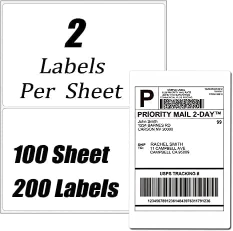 300 Half Sheet Self Adhesive Shipping Labels, 8.5" x 5.5" Address Labels Laser/Ink Jet White Blank (150 sheets/300 Count)