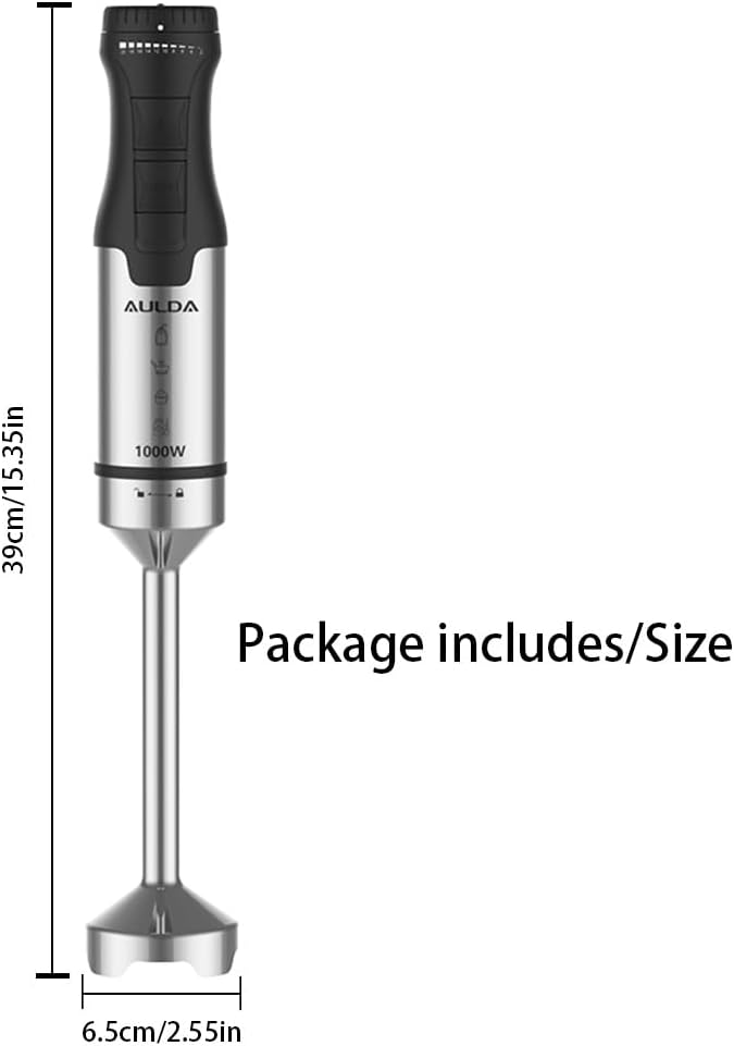1000W Electric Immersion Blender, 20-Speed Hand Blender with Ergonomic Handle, Handheld Mixer for Smoothies, Baby Food, Soup & More