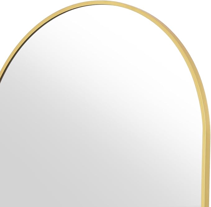 Koonmi 40"x80" Arched Full Length Mirror, Gold Large Floor Mirror with Aluminum Alloy Frame, Standing Hanging or Leaning Wall-Mounted Full Body Mirror for Living Room and Bedroom