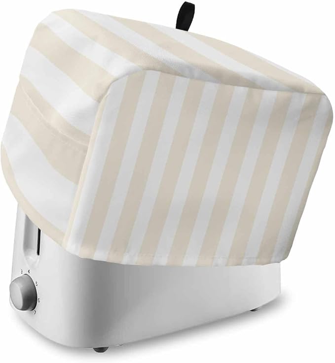 Toaster Cover 2 Slice Cream Stripes Toaster Oven Cover with Pockets White Vertical Striped Dustproof Bakeware Protector Small Kitchen Appliance Dust Covers and Fingerprint Protection for Women