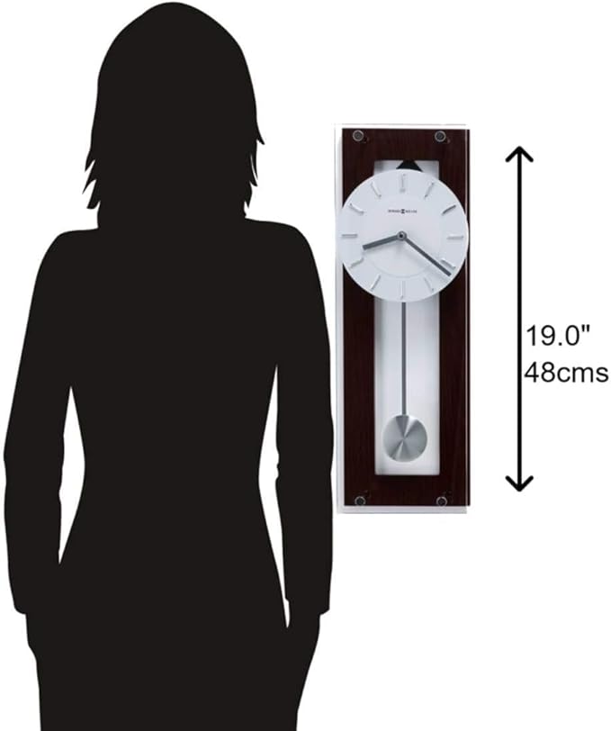 Howard Miller Adams Wall Clocks II, Espresso Finish - Silver Finished Pendulum, Wenge Style Chrome Accents, Quartz Movement Soft Ticking Wall Clock for Bedroom, Modern Grandfather Clock