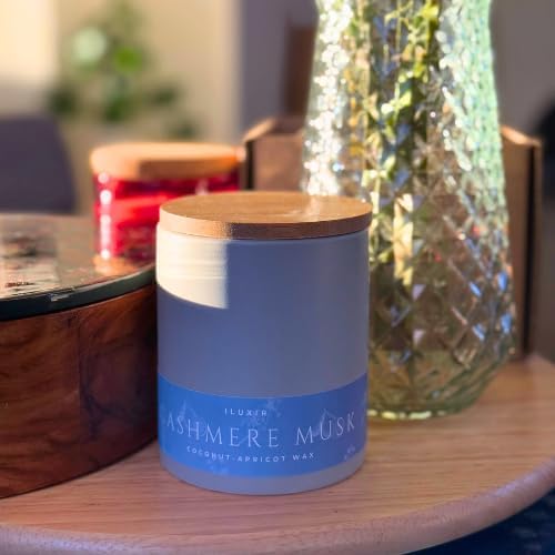 Amber, Vetiver & Florals Cashmere Musk Luxury Candle – Organic Scented Fragrance, Long Burning, Phthalate-Free, Vegan, Handcrafted 13 oz Candle with Luxury Gift Box for Home & Office
