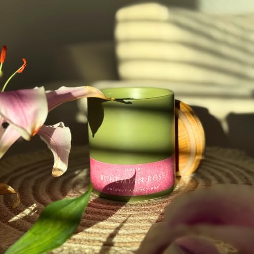 Bohemian Rose Scented Candles – 13 oz Natural Coconut Wax Candle for Home, Office, Relaxation & Gifting – Eco-Friendly, Long Burning Decorative Candle with Luxury Gift Box
