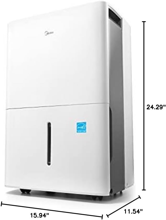 Midea 4,500 Sq. Ft.Dehumidifier for Basement, Energy Star Certified, With Reusable Air Filter 50 Pint - Ideal For Basements, Large & Medium Sized Rooms, And Bathrooms (White)
