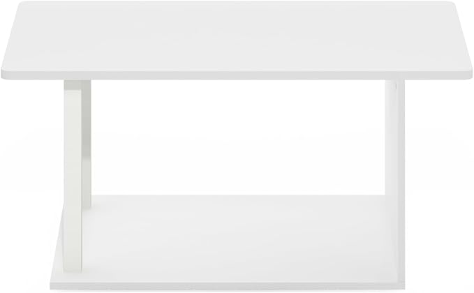 Furinno Basic Home Living Coffee Table, White/White