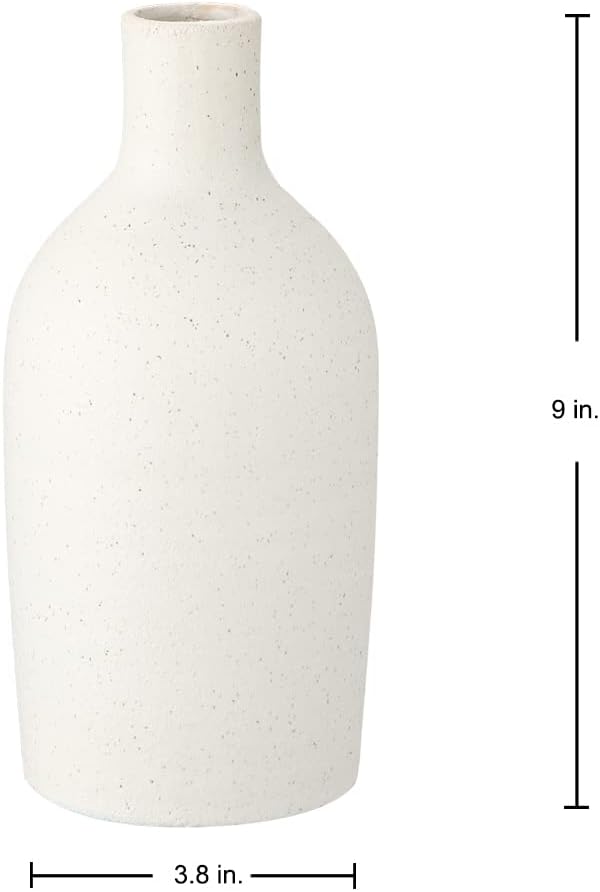 Oairse White Ceramic Cracked Effect Vase, Small Modern Vase for Pampas Grass, Decorative Centerpiece, Minimalist Home Decor