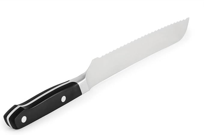 Misen Serrated Bread Knife – High-Carbon Japanese AUS8 Steel – Effortless Slicing of Bread, Pastries, and Fruits – Razor-Sharp Edge and Durable Blade with Ergonomic Handle - 8", Black