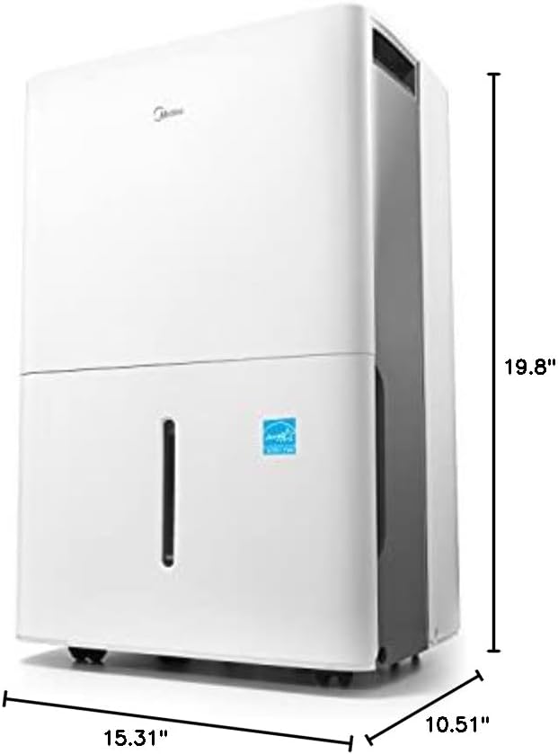Midea 1,500 Sq. Ft. Energy Star Certified Dehumidifier With Reusable Air Filter 22 Pint - Ideal For Basements, Large & Medium Sized Rooms, And Bathrooms (White)