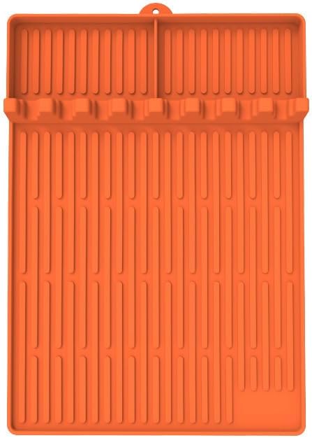 Silicone Griddle Tools Mat for Blackstone,Side Shelf Heat Resistant Spatula Mat,16x11.5 Inch Large Silicone Grill Pad with Drip Pad(Orange)