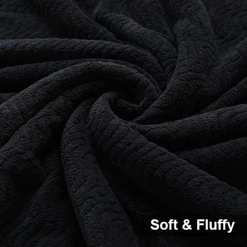 Ultra Soft 2 Piece Textured Hand Towel Set for Bathroom Shower Pool and Kitchen, Quick Dry, Highly Absorbent - Black