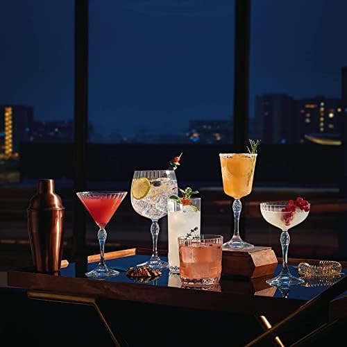 Bormioli Rocco America '20s Lilac Rose Cooler Glasses, Set of 6 - Made in Italy Tainted Crystal Glass with Diamond-Cut Design - 16.5 oz Barware Essentials for Cocktails & Spirits