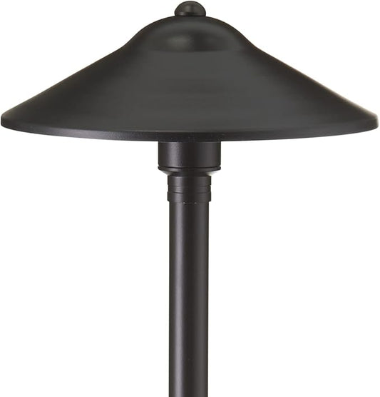 VOLT Max Spread 12V Black Brass Path Light (25" Tall, 9" Shade) with 3W 2700K Warm White G4 LED Bulb for Low Voltage Landscape Lighting on Outdoor Pathway, Walkway, Garden, Driveway or Patio