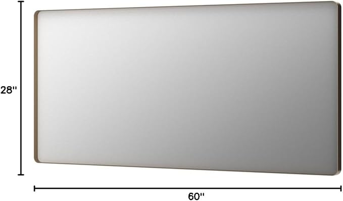LOAAO 60”X28” Gold Bathroom Mirror, Rounded Rectangle Gold Frame Mirror, Brushed Gold Bathroom Vanity Mirror Wall-Mounted, Anti-Rust, Tempered Glass, Hangs Horizontally or Vertically