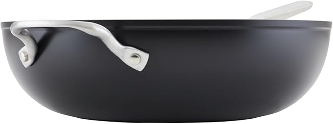 KitchenAid Hard Anodized Induction Nonstick Stir Fry Pan/Wok with Helper Handle, 12.25 Inch, Matte Black