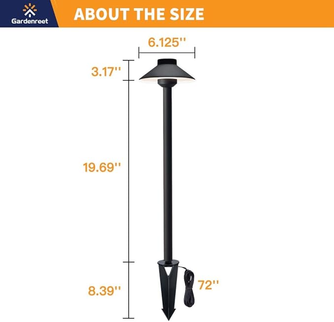 Brass Low Voltage Black Path Lighting Kit (6 Pack Path Lights) with 100 Feet Cable and 30Pack Wire Connectors for Outdoor Pathway House Garden Patio Without Transformer