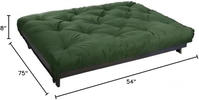 Mozaic Full Size 8-Inch Cotton Twill Gel Dual Memory Foam Futon Mattress, Hunter Green