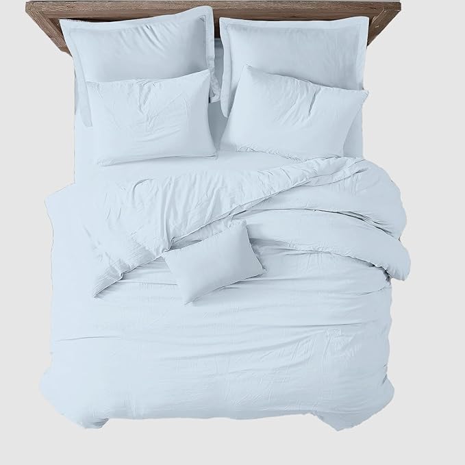 Kotton Culture 1 Pc California King Size Duvet Cover Only -100% Egyptian Cotton Sateen 600 Thread Count Ultra Soft Premium Durable Comforter Cover Zipper Closure & Corner Ties (Blue Sky,104"x98")