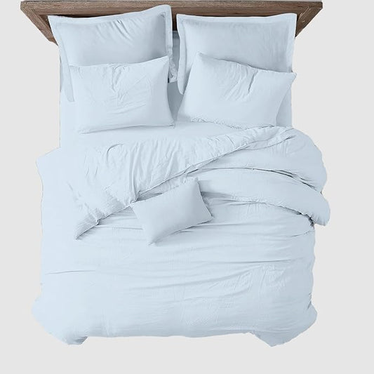 Kotton Culture 1 Pc California King Size Duvet Cover Only -100% Egyptian Cotton Sateen 600 Thread Count Ultra Soft Premium Durable Comforter Cover Zipper Closure & Corner Ties (Blue Sky,104"x98")
