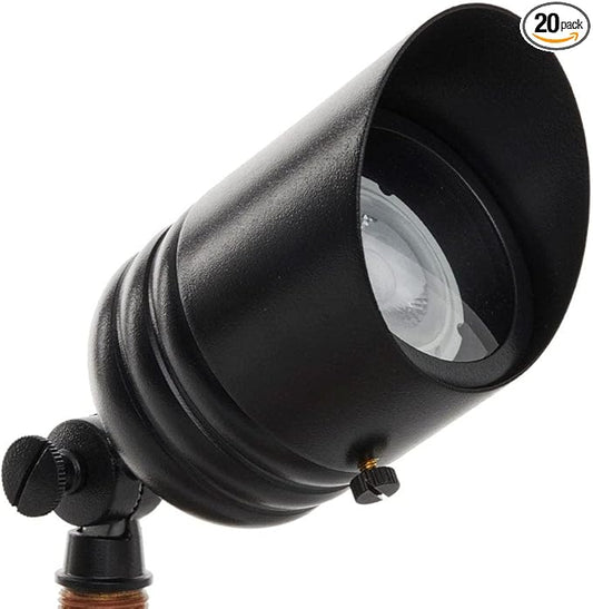 VOLT 20-Pack 12V Fat Boy Brass Outdoor Spotlights (Black) for Low Voltage Landscape Lighting of Yard, Lawn, Garden, Patio, Trees & House