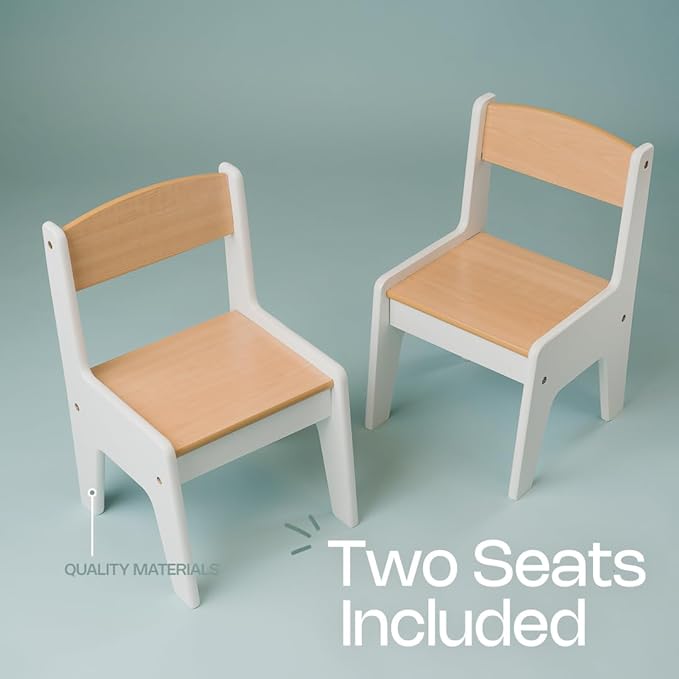 Art Table for Kids - 3 in 1 Kids Table and Chairs Set (2 Chairs Included), White Wooden Craft Table for Kids with Bookshelf and Paper Roller, Arts & Crafts Activity Table - Kids Art Table by Cal & Rye