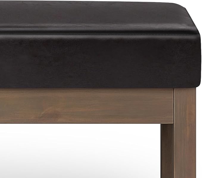 SIMPLIHOME Milltown 45 inch Wide Contemporary Rectangle Large Ottoman Bench in Tanners Brown Vegan Faux Leather, Assembled, for the Living Room and Bedroom