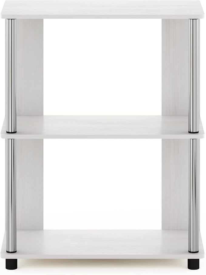 Furinno Jaya Simple Design 3-Tier Bookcase / Bookshelf / Display Rack with Stainless Steel Tubes, White Oak