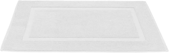 DAN RIVER Classic Bath Mat - White, 100% Ring Spun Cotton, Pack of 2, 21x34 inches, 800 GSM, Non-Slip, Absorbent, Quick Drying, Machine Washable Bathroom Floor Mats for Shower, Kitchen & Bath