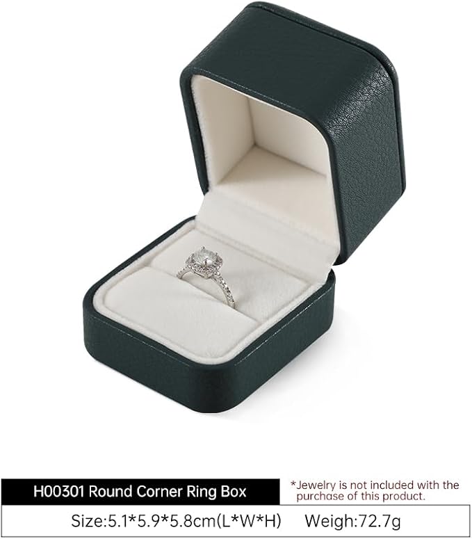 Ring Box, Leather Jewelry Case, Luxury Ring Display, Men's Engagement Wedding Ring Box, Green