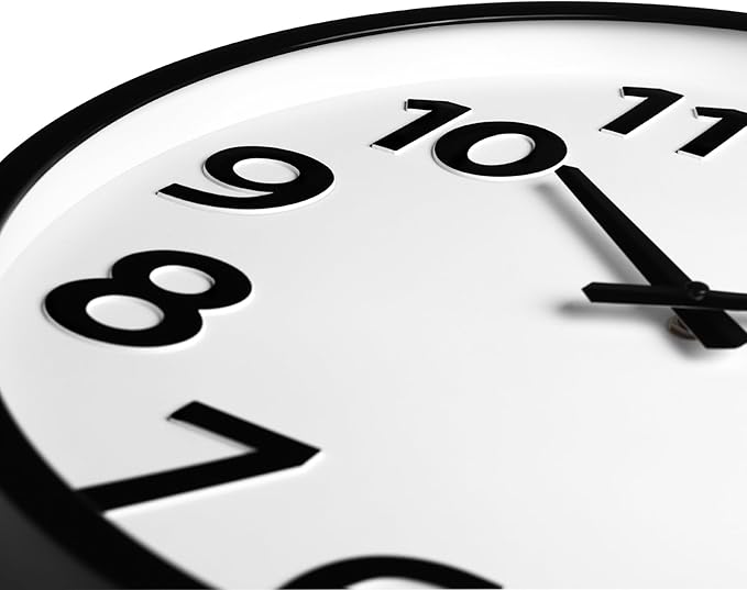 16 Inch Wall Clock Battery Operated Modern Simple Large Wall Clocks for Living Room Kitchen Office, Black/White, Big 3D Numbers