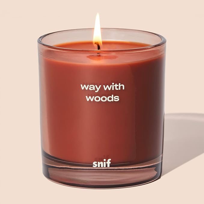 Way with Woods Luxury Scented Candle by Snif, Inviting, Crisp Scent, 50+ Hours, 100% Cotton Fiber Wicks, Soy Wax Blend, Non-Toxic, Vegan, 8.5 oz