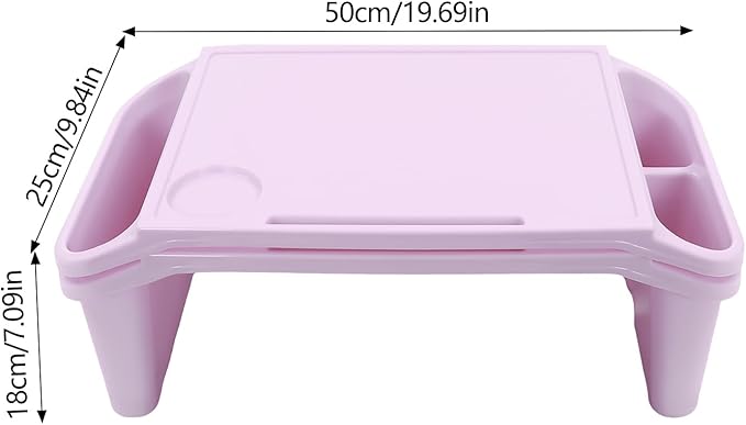 Set of 6 Kids Lap Desk Tray, Portable Activity Table, Plastic, Stackable for Drawing, Writing, Eating, Classroom, 19.69" L x 9.84" W x 7.09" H (Red, Green, Purple)