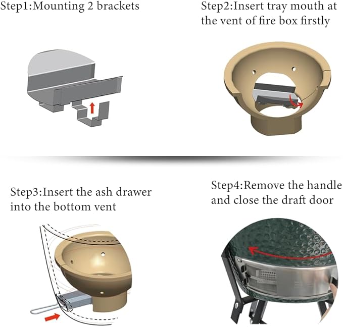 Upgrade Ash Drawer Accessories for Big Green Egg Large (Version After 2022)-BGE Replacement Parts Ash Clean Tool-Stainless Steel