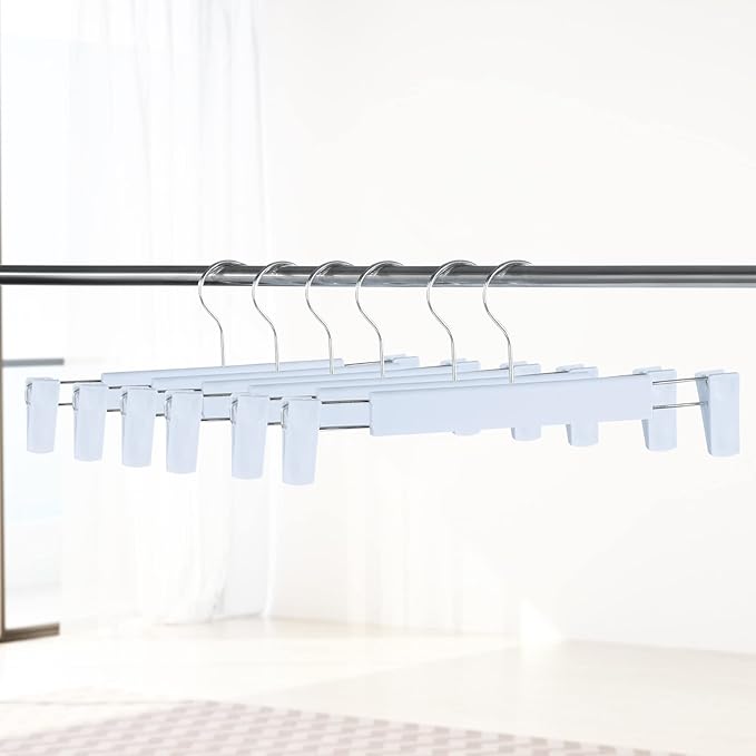 10 Pack Pants Hangers with Adjustable Non-Slip Clips Anti-Rust Hanging Hook for Trouser,Skirts,Jeans,Clothes Hangers Blue