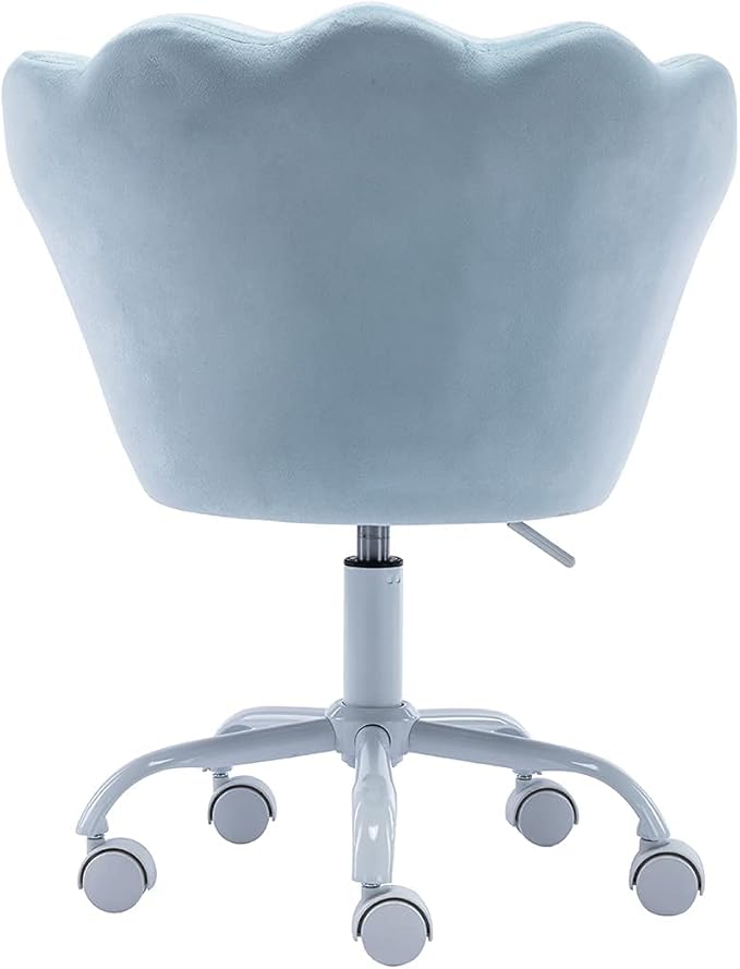 chairus Cute Kids Desk Chair Velvet Living Room Accent Armchair Upholstered Teens Vanity Chair with Seashell Back, Adjustable Swivel Children Study Chair for Computer Homework, Blue