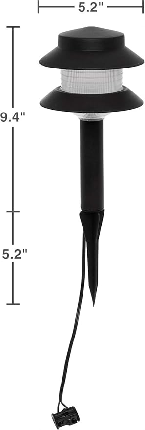 GreenLighting 35 Lumen Modern 2-Tier Low Voltage Path Light - Outdoor 2.5 Watt Landscape Light (12 Pack, Black)