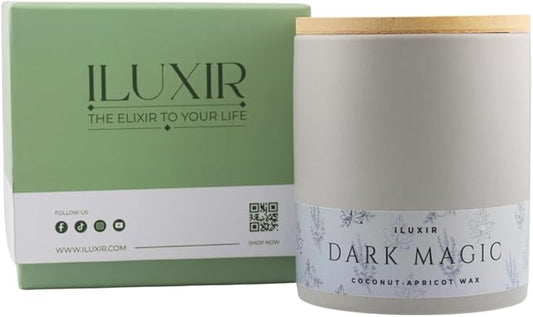 Eucalyptus Amber Musk Scented Candle – Bold Cologne-Inspired Luxury Aroma – Hand-Poured Coconut-Apricot Wax, Long-Lasting Burn, Phthalate-Free (13 oz, Gift Box) – Dark Magic
