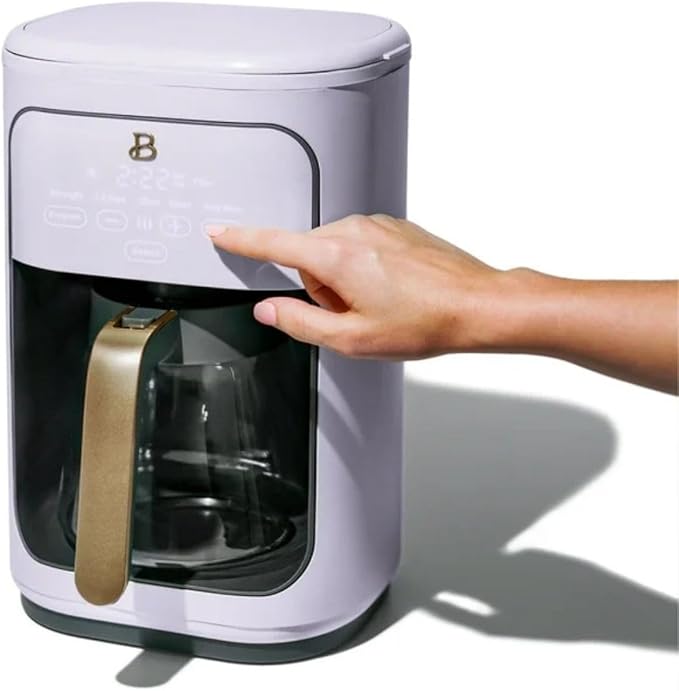 Beautiful Coffee Maker, 14-Cup, Touch Display, Programmable, 1200W, Stainless Steel, Keep Warm, 24h Timer dishwasher-safe (LAVENDER)