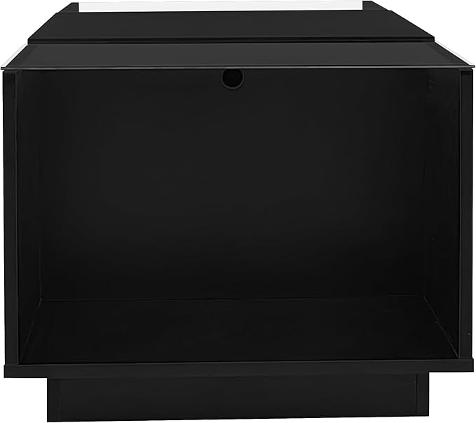 Modern High Gloss Coffee Table with Storage, 41.3-Inch Glass Top Center Cocktail Table with Drawers for Living Room, Black