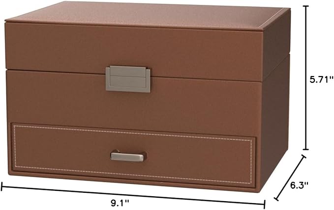 Dajasan Jewelry Organizer Box, Jewelry Box Organizer for Women Girls, 3 Layers Large Jewelry Storage Case for Earring, Rings, Necklaces Bracelets, Watch (Rose Gold)