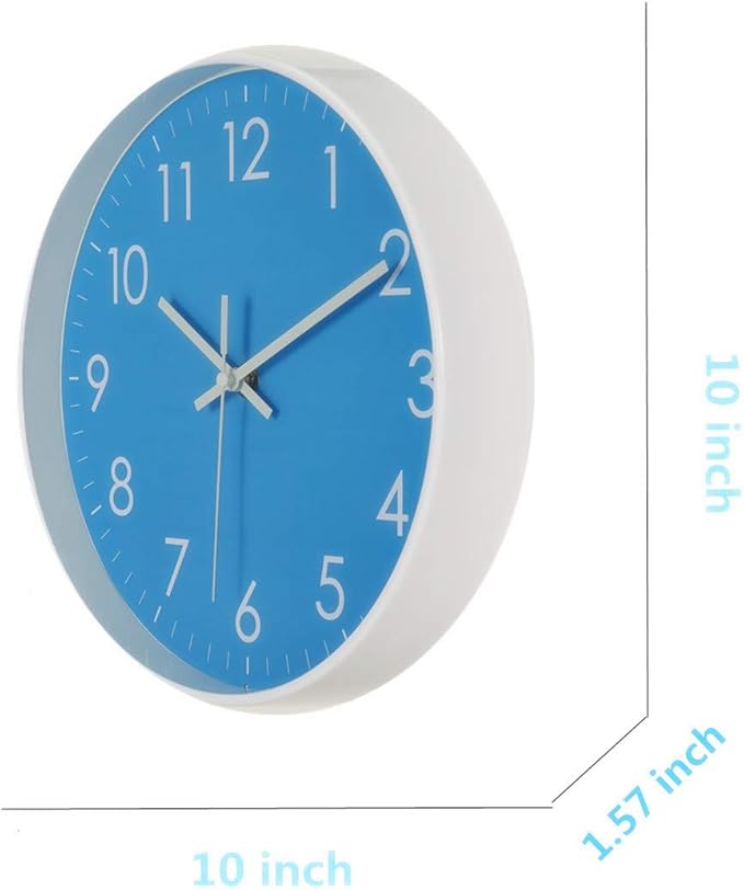 10-Inch Modern Simple Wall Clock Indoor Silent Non-Ticking Quartz Quiet Sweep Movement Battery Operated Wall Clock for Office/Kitchen/Bedroom/School Decorative