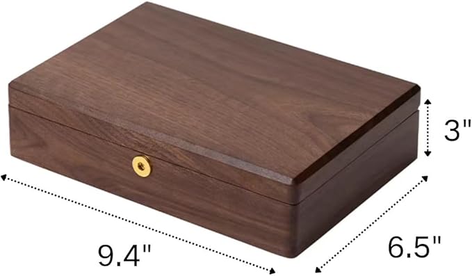 Bescott 2 Layers Solid Black Walnut Wooden Jewelry Box for Women with Lock and Key Wood Vintage Organizer for Men Earrings Rings Necklaces Bracelet Storage Mother's Day Gift